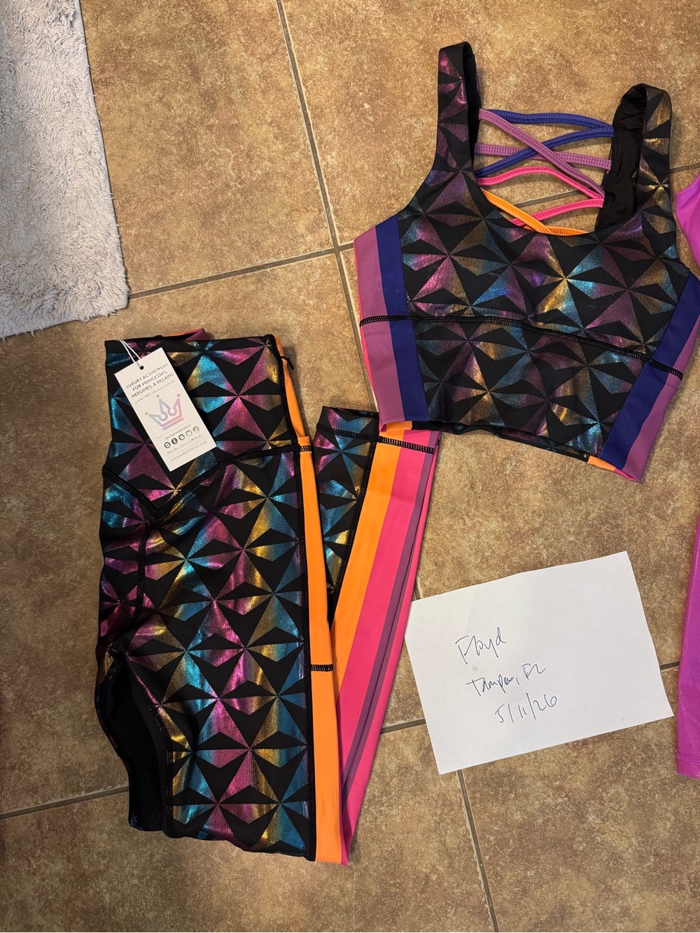 Crowned Athletics Colorful Geo night Geometric Set - Black with Rainbow Accents